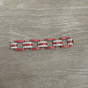 Jcrew oversized coral and rhinestone bracelet